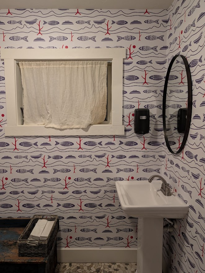 Bathroom wallpaper installation