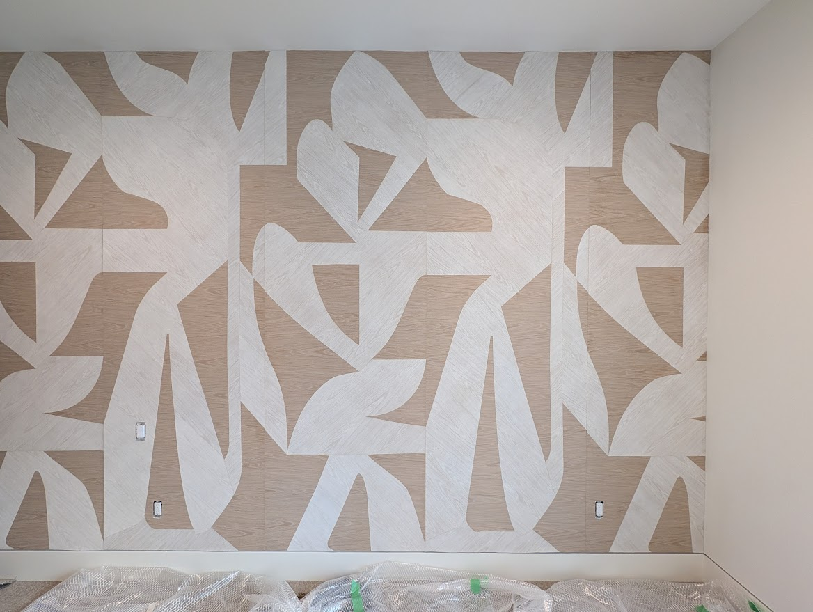Wood veneer wallcovering installation