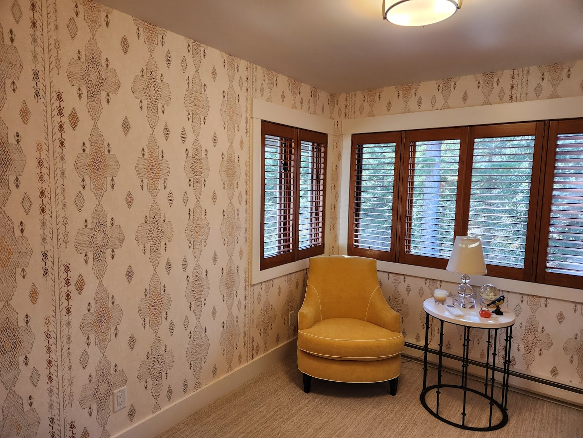 Sitting nook wallpaper installation, Jackson WY